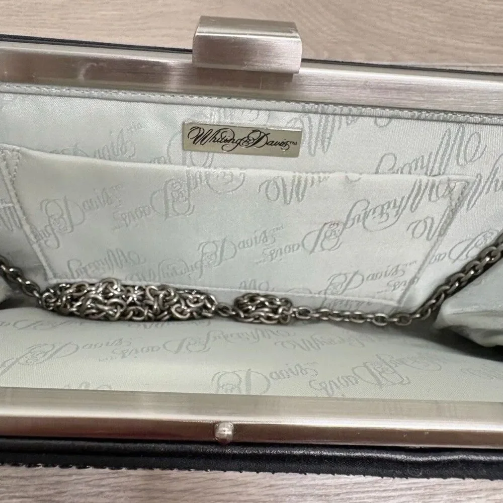 Whiting & Davis Black Silver Mesh Clutch Evening Bag Chain Strap Vintage Glam